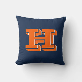 Orange and Blue School Pride Color Style Monogram クッション