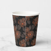 Orange and brown flowers on a black background. 紙コップ (右)
