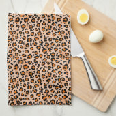 Orange and Brown Leopard Print キッチンタオル (四つ折り)