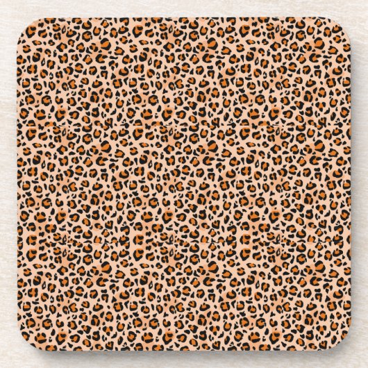 Orange and Brown Leopard Print コースター (正面)