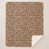 Orange and Brown Leopard Print シェルパブランケット (正面)