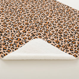 Orange and Brown Leopard Print シェルパブランケット