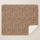 Orange and Brown Leopard Print シェルパブランケット (正面(横))