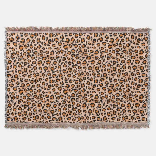 Orange and Brown Leopard Print スローブランケット (正面)
