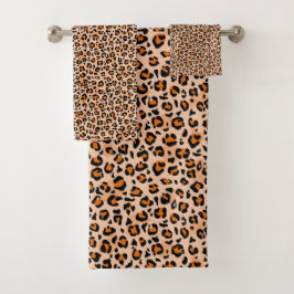 Orange and Brown Leopard Print バスタオルセット