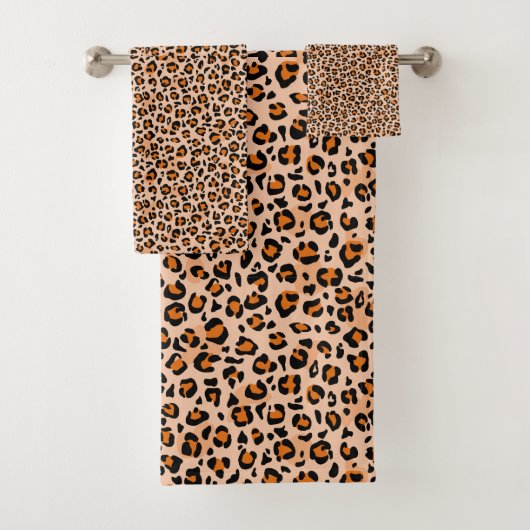 Orange and Brown Leopard Print バスタオルセット (インサイチュ)