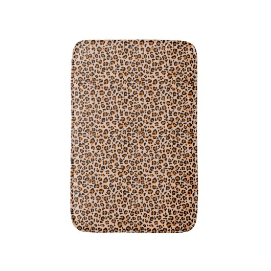 Orange and Brown Leopard Print バスマット (正面縦)
