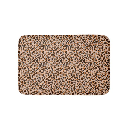 Orange and Brown Leopard Print バスマット (正面)