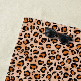 Orange and Brown Leopard Print ビーチタオル