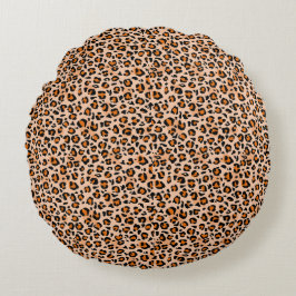 Orange and Brown Leopard Print ラウンドクッション