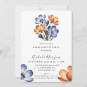 Orange and Cobalt Blue Floral Bachelorette Party 招待状 (正面)