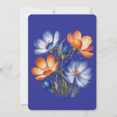 Orange and Cobalt Blue Floral Bridal Shower 招待状 (裏面)