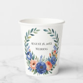 Orange and Cobalt Blue Floral Wedding 紙コップ (裏面)