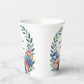 Orange and Cobalt Blue Floral Wedding 紙コップ (左)