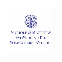 Orange and Cobalt Blue Floral Wedding Return  セルフインキングスタンプ