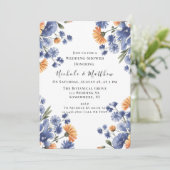 Orange and Cobalt Blue Floral Wedding Shower 招待状 (スタンド正面)