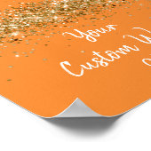 Orange and Gold Glitter Birthday Party Anniversary ポスター (角)
