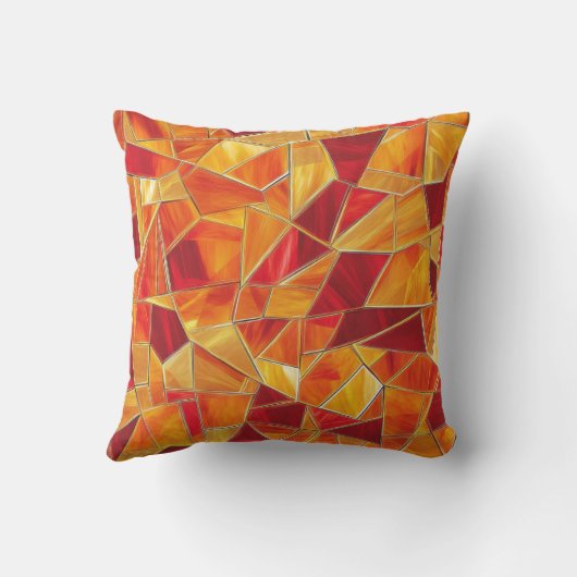 Orange and Gold Stained Glass Mosaic Pattern クッション (裏面)
