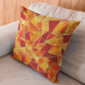 Orange and Gold Stained Glass Mosaic Pattern クッション