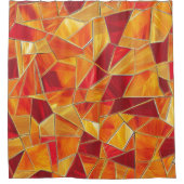 Orange and gold Stained Glass Mosaic Pattern シャワーカーテン (正面)