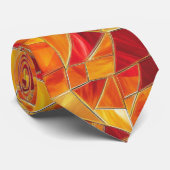 Orange and Gold Stained Glass Mosaic Pattern ネクタイ (ロール)