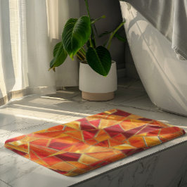 Orange and gold Stained Glass Mosaic Pattern バスマット