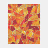 Orange and gold Stained Glass Mosaic Pattern フリースブランケット (正面)