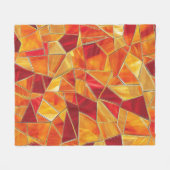 Orange and gold Stained Glass Mosaic Pattern フリースブランケット (正面(横))