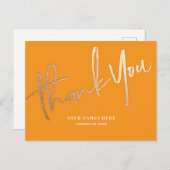Orange and Gold Thank You Elegant Universal ポストカード (正面/裏面)