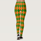Orange and Green Harlequin Checkered Design レギンス (裏面)