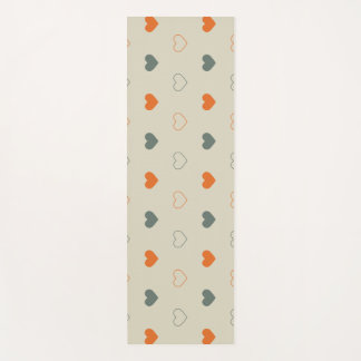 Orange and Green Heart Grid Pattern ヨガマット