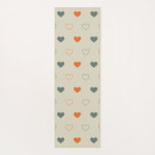 Orange and Green Heart Grid Pattern ヨガマット (裏面)