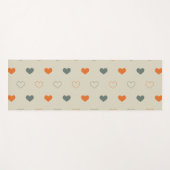 Orange and Green Heart Grid Pattern ヨガマット (正面(横))