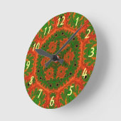 Orange and Green Kaleidoscope Wall Clock ラウンド壁時計 (傾斜)