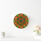 Orange and Green Kaleidoscope Wall Clock ラウンド壁時計 (ホーム)
