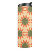 Orange and Green Retro Flower Pattern Monogram タンブラー (回転左)