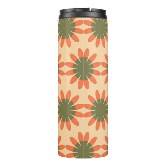 Orange and Green Retro Flower Pattern Monogram タンブラー (裏面)