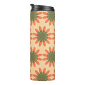 Orange and Green Retro Flower Pattern Monogram タンブラー (回転右)