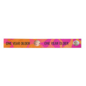 Orange and Hot Pink Gradient One Year Older サテンリボン (正面)