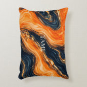 Orange and Navy Marble Abstract Name アクセントクッション (正面(垂直))
