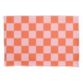 Orange and Pink Checkerboard Pattern 枕カバー (正面)