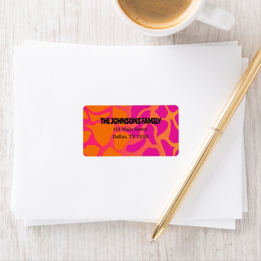 Orange and Pink Gradient Return Address Labels ラベル (インサイチュ)