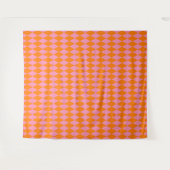Orange and Pink Harlequin Checkered Design  タペストリー (正面(横))
