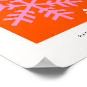 Orange and Pink Holiday Snowflake Christmas ポスター (角)