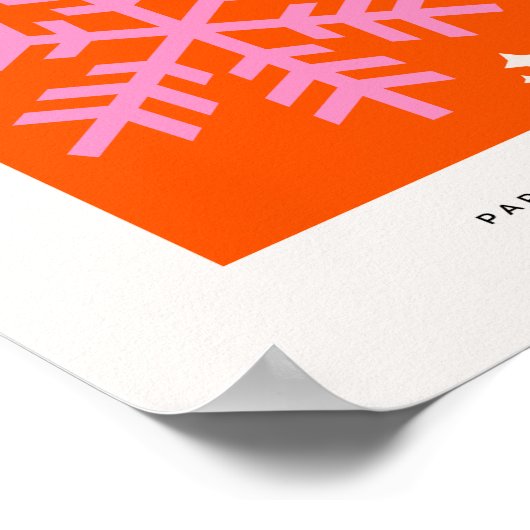 Orange and Pink Holiday Snowflake Christmas ポスター (角)
