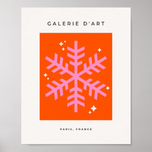 Orange and Pink Holiday Snowflake Christmas ポスター