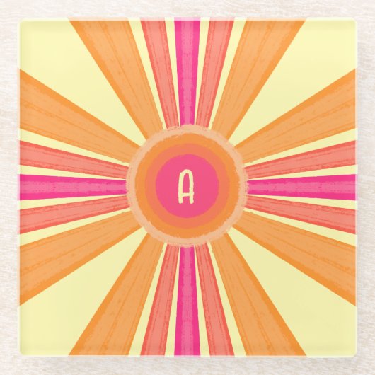 Orange and Pink Sunshine ガラスコースター (正面)