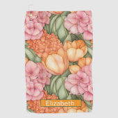 Orange and Pink Tulip Flowers Personalized ゴルフタオル (正面)