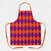 Orange and Purple Harlequin Checkered Design  エプロン (正面)