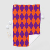 Orange and Purple Harlequin Checkered Design  ゴルフタオル (インサイチュ)
